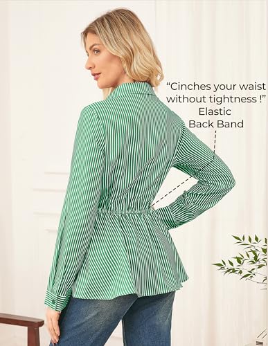 46% Off GRACE KARIN Striped Peplum Work Blouse - Image 6