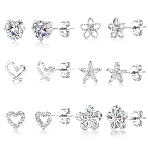 Heart Stud Earrings Set – 6 Pairs, Hypoallergenic, Now $15.98