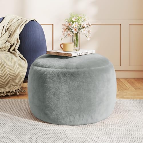 50% Off! Faux Fur Pouf Ottoman Foot Rest - $19.99