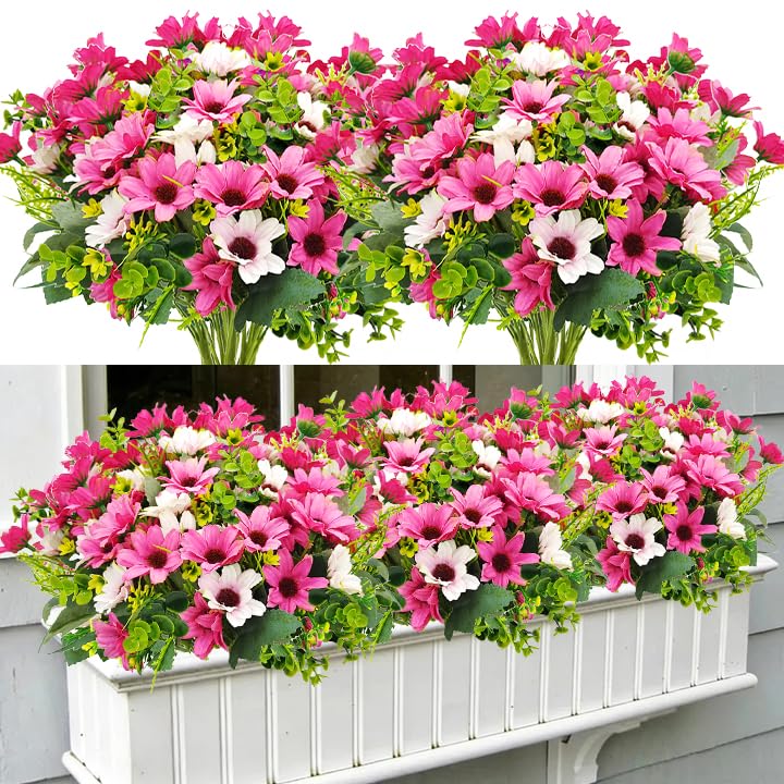 8 Bundles UV Resistant Fake Daisy Flowers - 33% Off Deal
