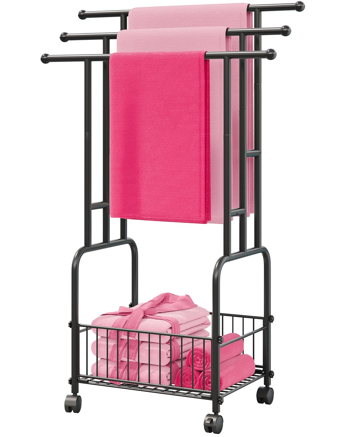 27% Off Freestanding Towel Rack with Wheels & Basket