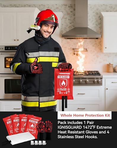 50% Off Emergency Fire Blanket 4 Pack with Gloves & Hooks - Image 2