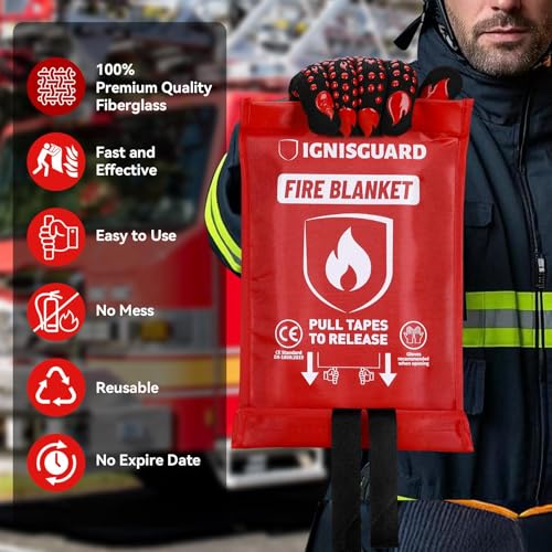 50% Off Emergency Fire Blanket 4 Pack with Gloves & Hooks - Image 5