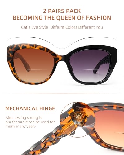 50% Off LADEESSE Reading Sunglasses for Women 2-Pack - Image 2