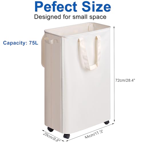 5% Off Vincona Slim Laundry Hamper with Lid & Wheels - Image 5