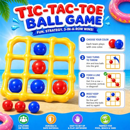 46% Off Max Fun Giant Tic-Tac-Toe Pool Game Set - Image 3