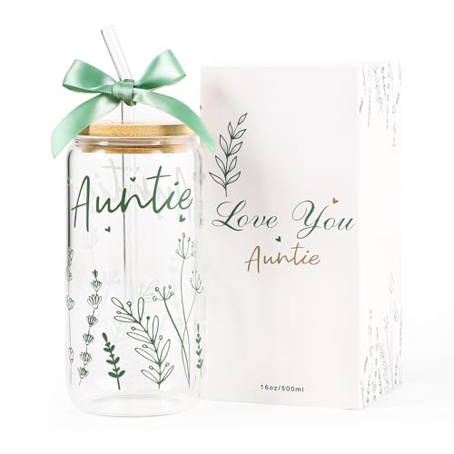 Save with Code: Auntie Bow Glass Cup 16oz Gift