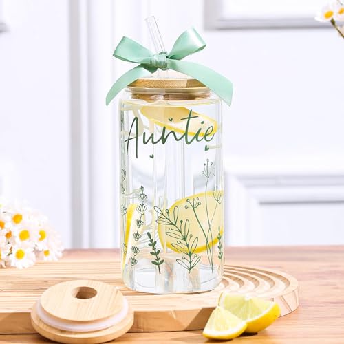 Save with Code: Auntie Bow Glass Cup 16oz Gift - Image 2