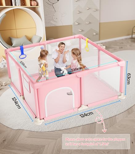 Dripex Corralito para bebés, corralito pequeño de 52×52 pulgadas para bebés, corralito de juegos de seguridad mejorada para interior y exterior, corralito para bebés con malla visible suave y - Image 5