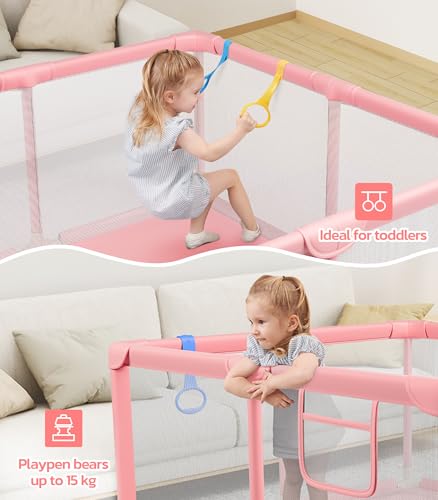 Dripex Corralito para bebés, corralito pequeño de 52×52 pulgadas para bebés, corralito de juegos de seguridad mejorada para interior y exterior, corralito para bebés con malla visible suave y - Image 6