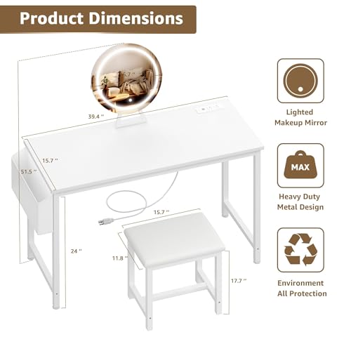36% Off Girls Vanity Set with LED Mirror & Stool - Image 2