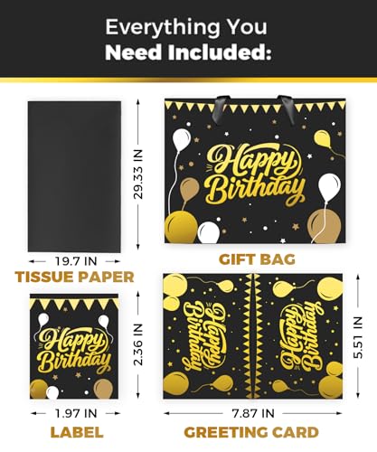 30% Off Black Birthday Gift Bag for Men – 12.5 Inch - Image 3
