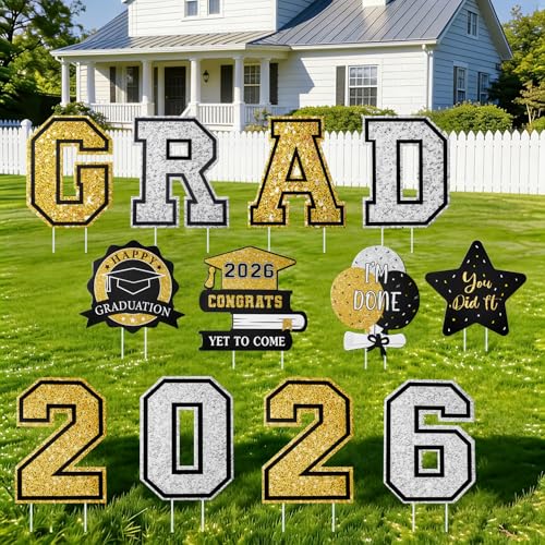 Class of 2026 Graduation Yard Signs Set - 12 Pcs