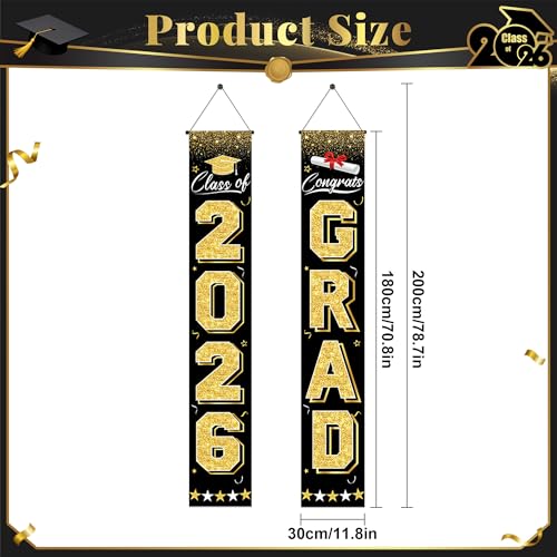 20% Off Black & Gold Graduation Banner 2026 - Image 2