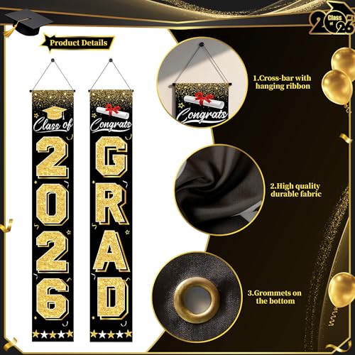 20% Off Black & Gold Graduation Banner 2026 - Image 3