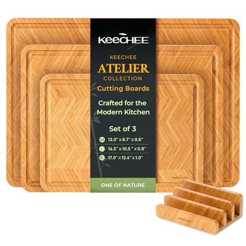 40% Off Keechee Bamboo Cutting Board Set with Stand