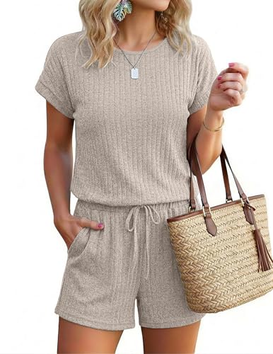 Ekouaer Ribbed Knit Short Jumpsuit - Under $25