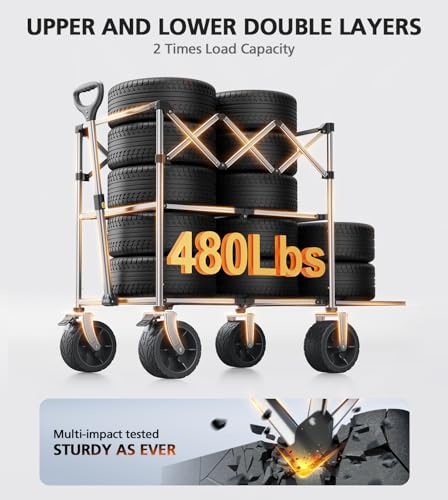 50% Off Everyfun 480Lbs Foldable Double Decker Wagon Cart - Image 2