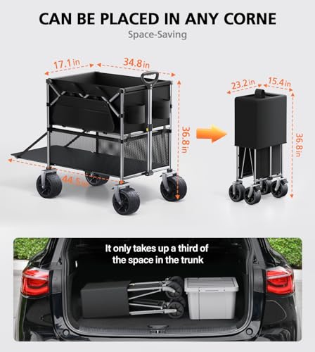 50% Off Everyfun 480Lbs Foldable Double Decker Wagon Cart - Image 4