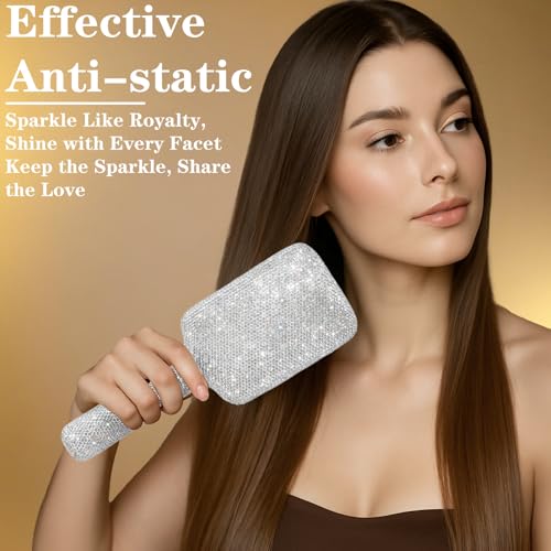 11% Off Bling Rhinestone Paddle Hair Brush for Women - Image 5
