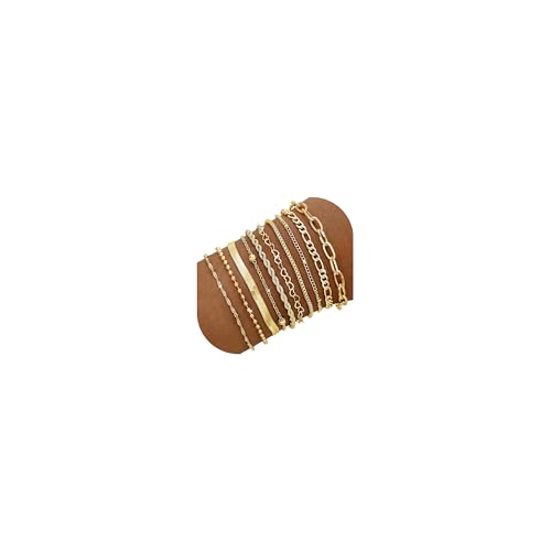 50% Off 10 Pcs Gold Bracelets Set for Women - Stackable