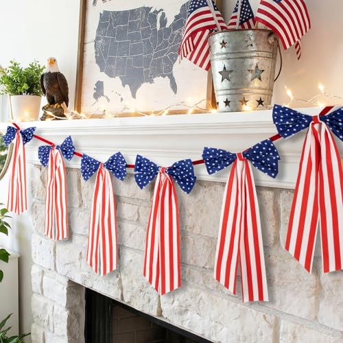 45% Off 6.7ft Patriotic Bow Garland for July 4th