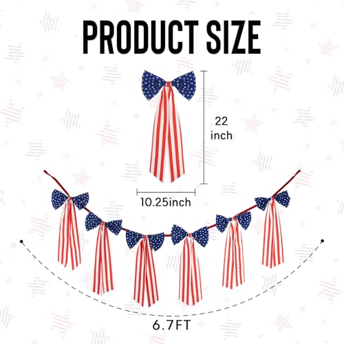 45% Off 6.7ft Patriotic Bow Garland for July 4th - Image 2