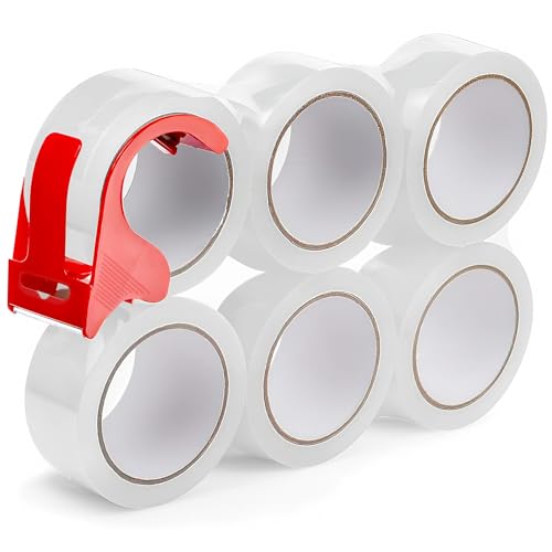 6-Pack Clear Packing Tape with Dispenser - 50% Off!