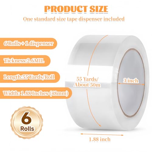 6-Pack Clear Packing Tape with Dispenser - 50% Off! - Image 2