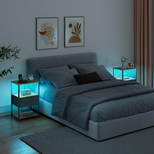 30% Off TUTOTAK LED Nightstand with Charging Station - Image 5
