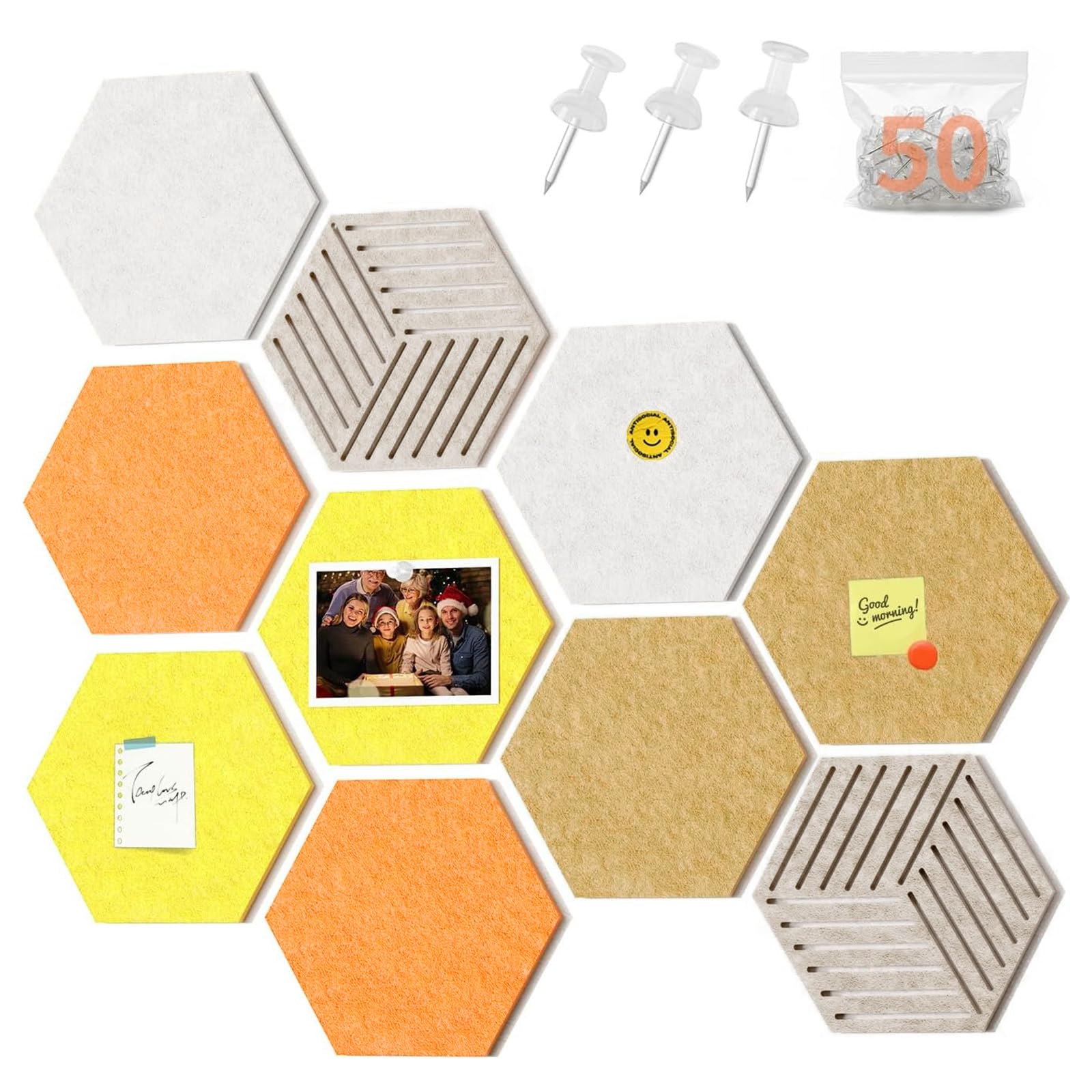50% Off FOCHIER F 10 Hexagon Cork Board Set with Pins