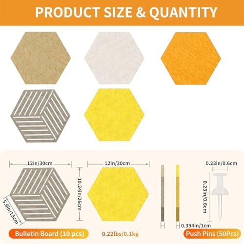 50% Off FOCHIER F 10 Hexagon Cork Board Set with Pins - Image 6