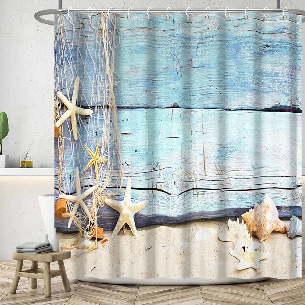 50% Off Nautical Shower Curtain with Starfish Design