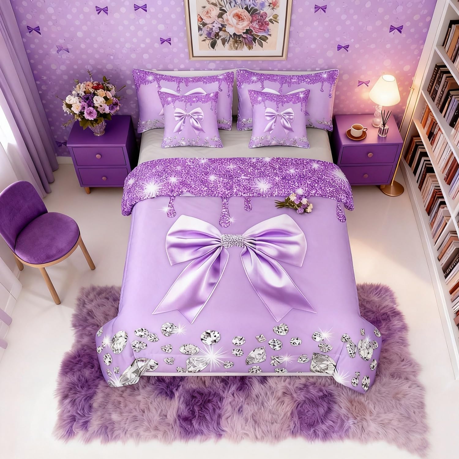 50% Off Lavender Sequin Queen Bedding Set
