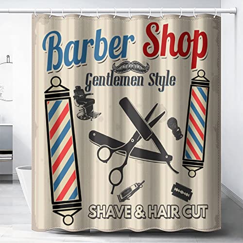 50% Off Vintage Barber Shop Fabric Shower Curtain - Image 2