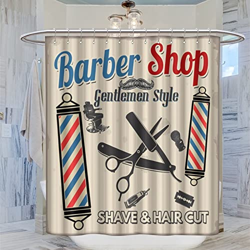 50% Off Vintage Barber Shop Fabric Shower Curtain - Image 3