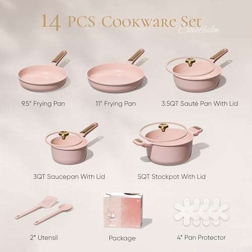 45% Off CAROTE 14pc Nonstick Ceramic Cookware Set - Image 3