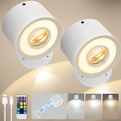 Plomixius LED Wall Lights: Rechargeable, Dimmable, 360° Rotate