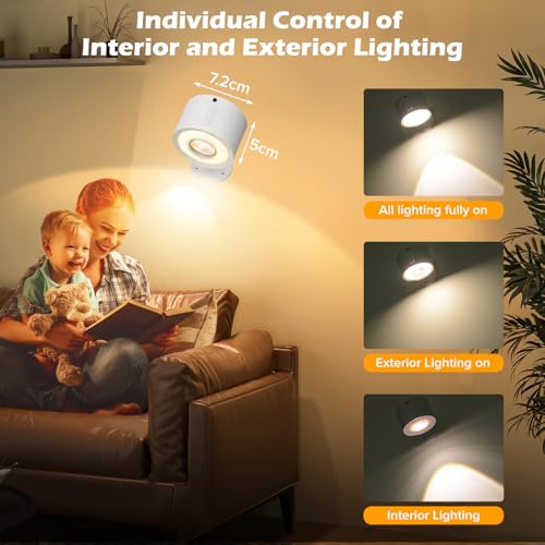 Plomixius LED Wall Lights: Rechargeable, Dimmable, 360° Rotate - Image 3