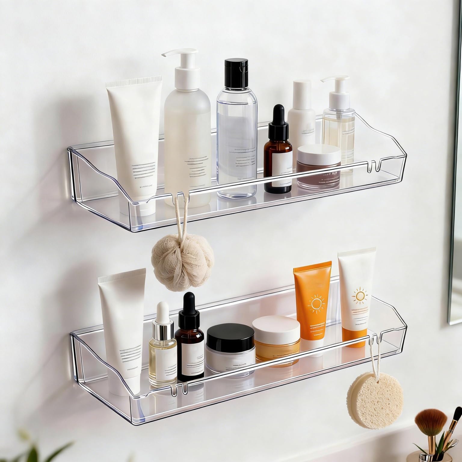 Clear Floating Shelves: 50% Off Bathroom Storage