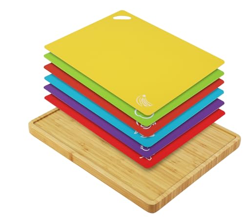 30% Off Bamboo Cutting Board Set with 6 Color Mats