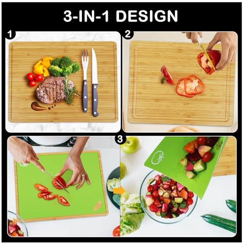 30% Off Bamboo Cutting Board Set with 6 Color Mats - Image 3