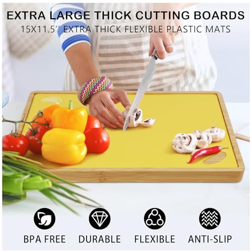 30% Off Bamboo Cutting Board Set with 6 Color Mats - Image 5