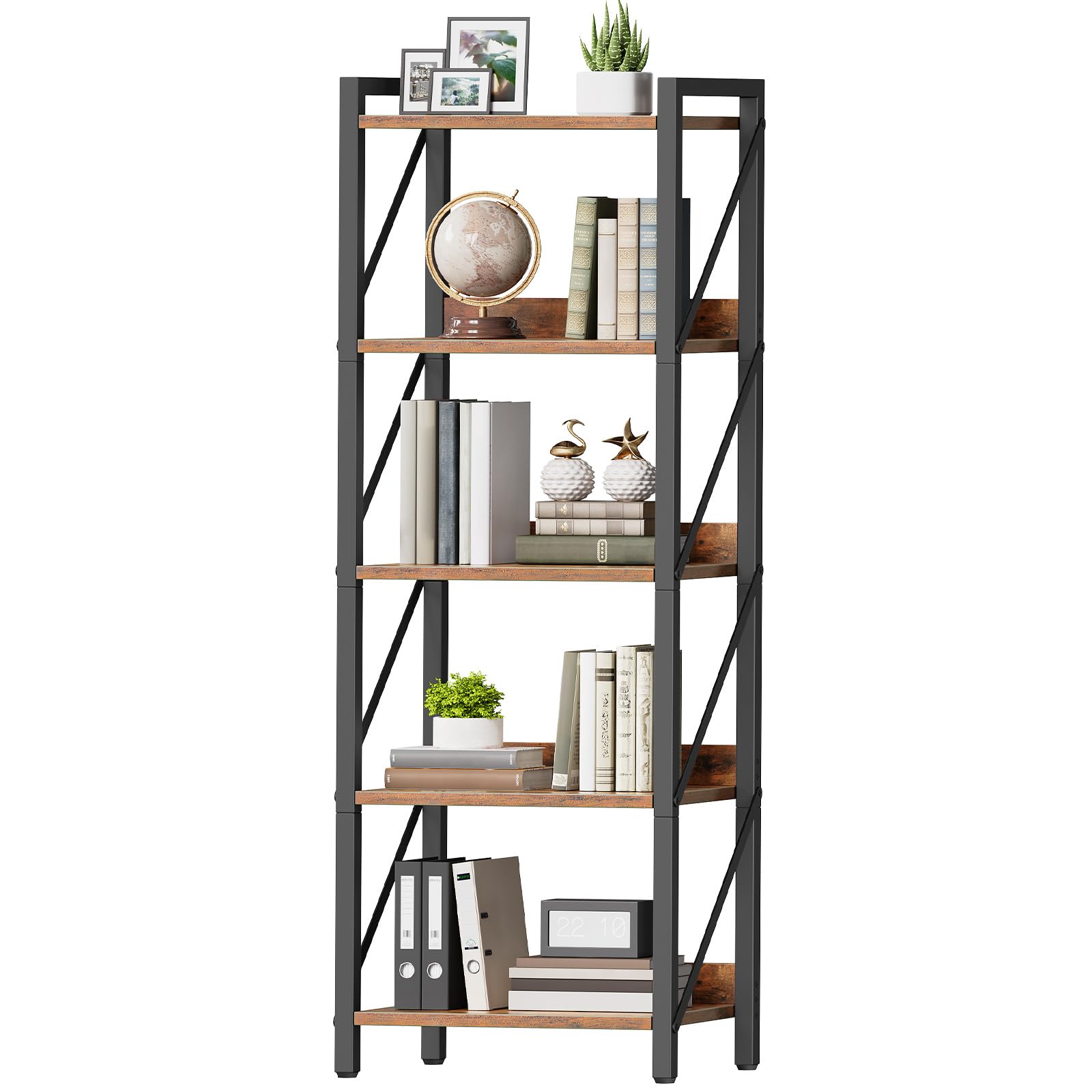 30% Off HOOBRO 5-Tier Industrial Bookshelf