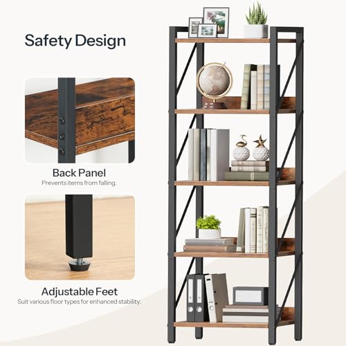 30% Off HOOBRO 5-Tier Industrial Bookshelf - Image 6