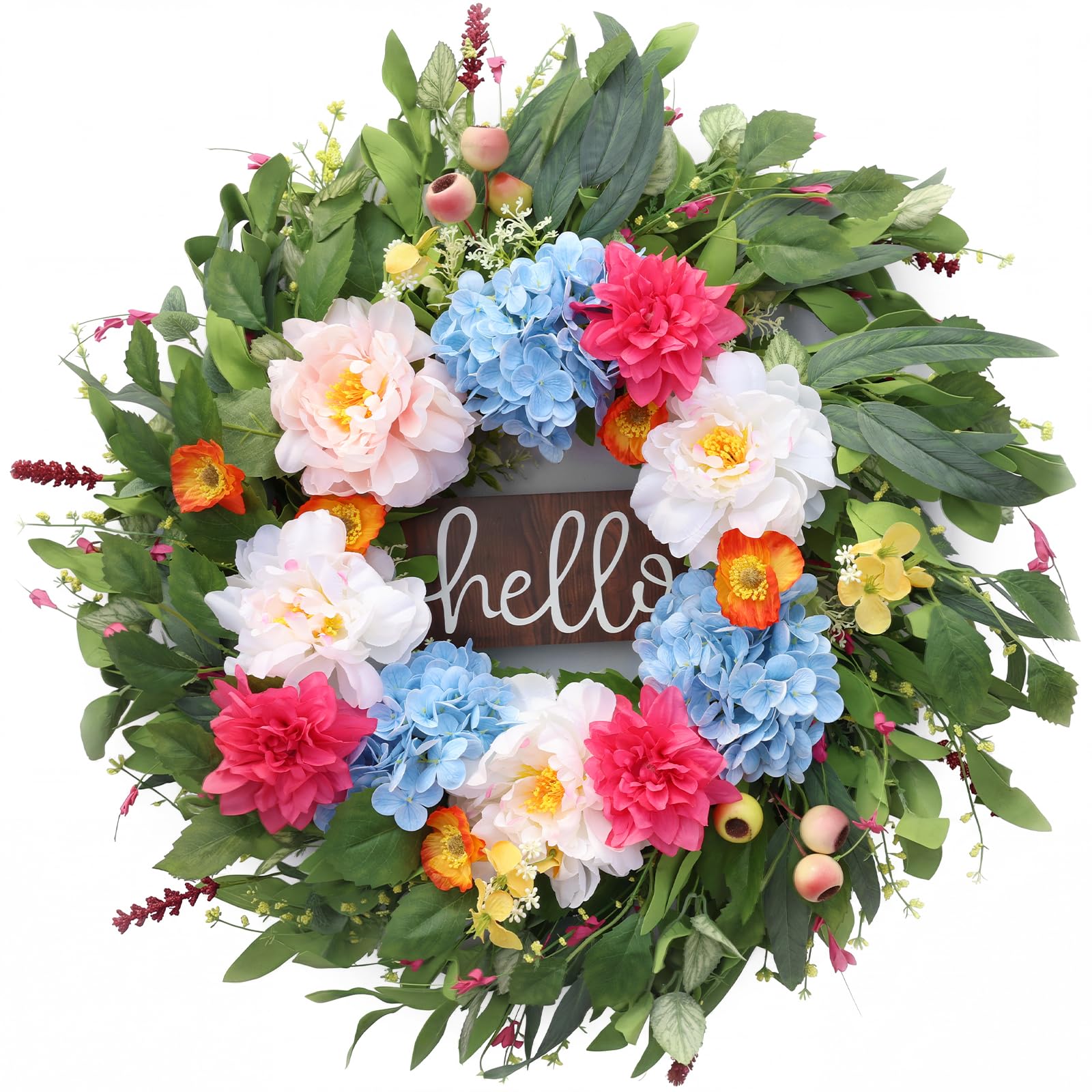 50% Off 24" Artificial Peony Wreath for Front Door