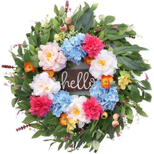 50% Off 24" Artificial Peony Wreath for Front Door - Image 2