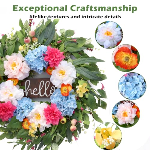 50% Off 24" Artificial Peony Wreath for Front Door - Image 3