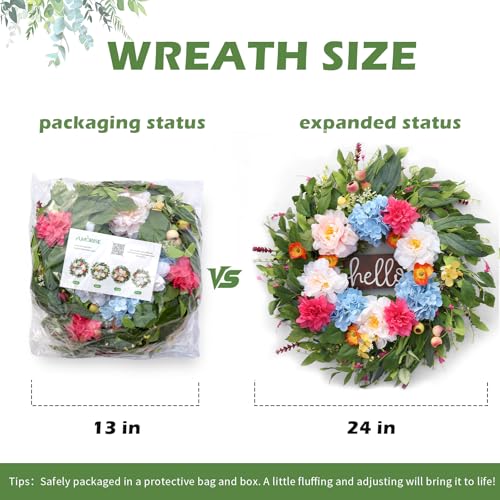 50% Off 24" Artificial Peony Wreath for Front Door - Image 4