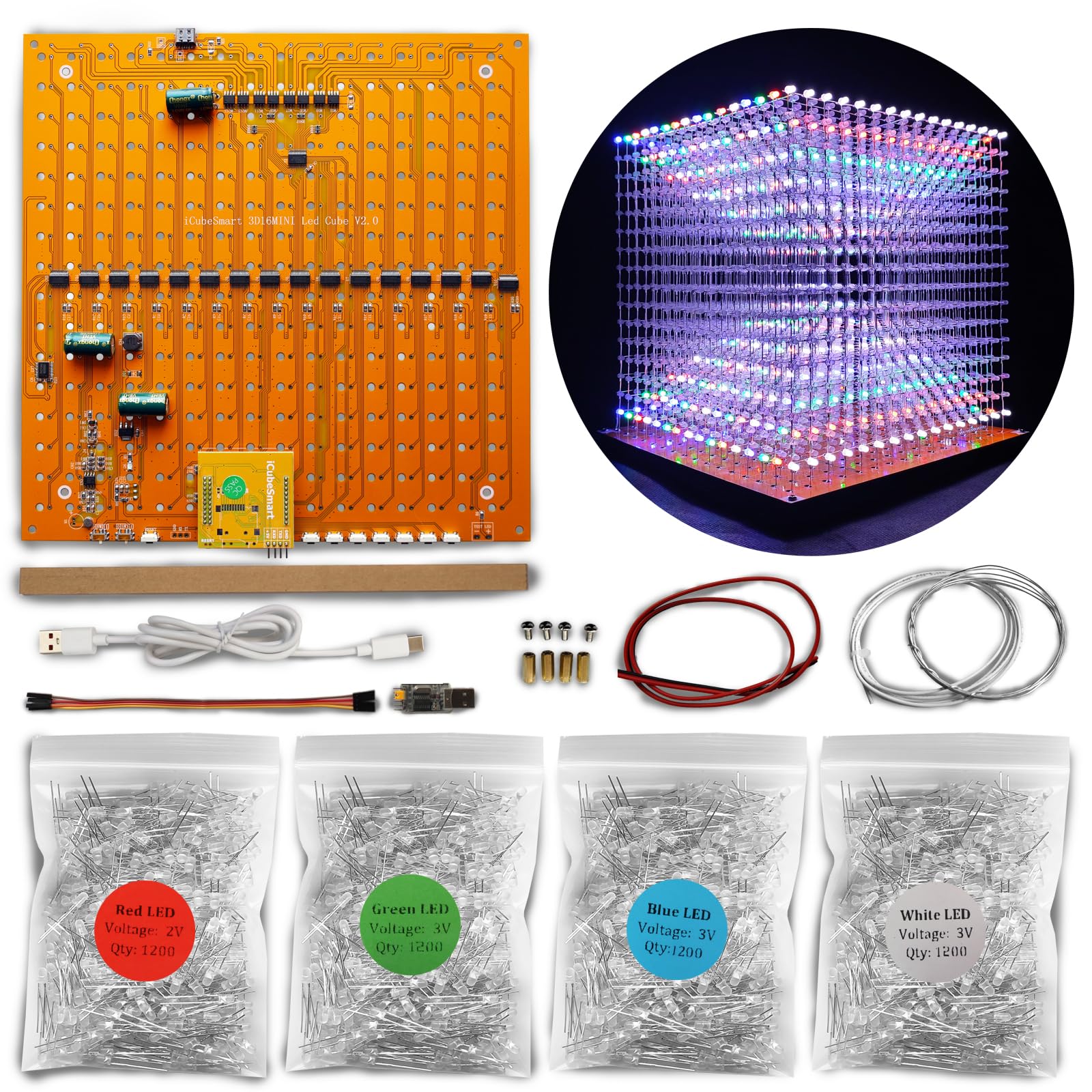 50% Off iCubeSmart Mini 3D LED Cube DIY Kit